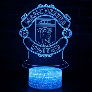 Manchester United logo 3D lampe med fjernbetjening - 16 lysfarver- dæmpbar 